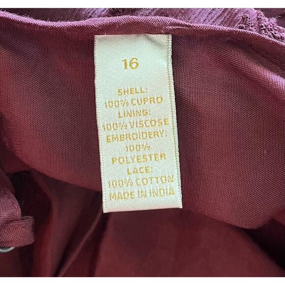 Sundance Poiret Lace Dress Wineberry Red Long Sleeve with Slip Size 16 NEW - Picture 12 of 12